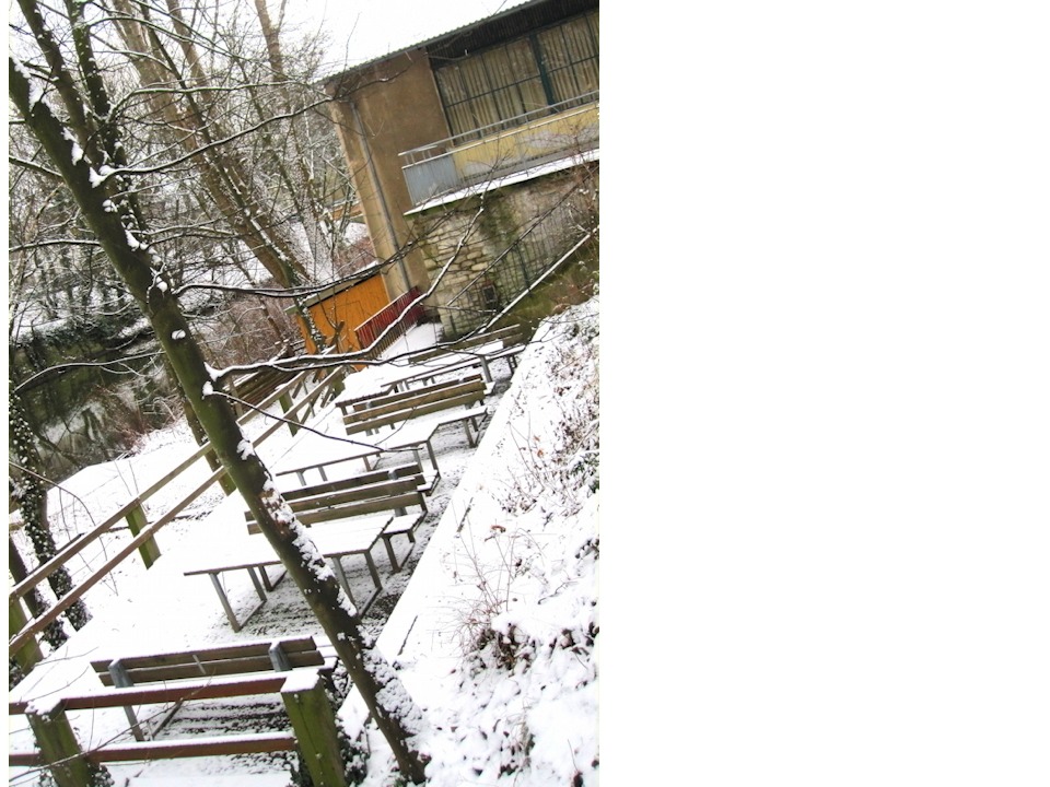 Aufenthaltsbereich unterhalb des Höhenniveaus des Schulhofes zum Okerumflutgraben hin. Im Süden ist ein Teil der Schulturnhalle zu sehen. 20130209114158#2938